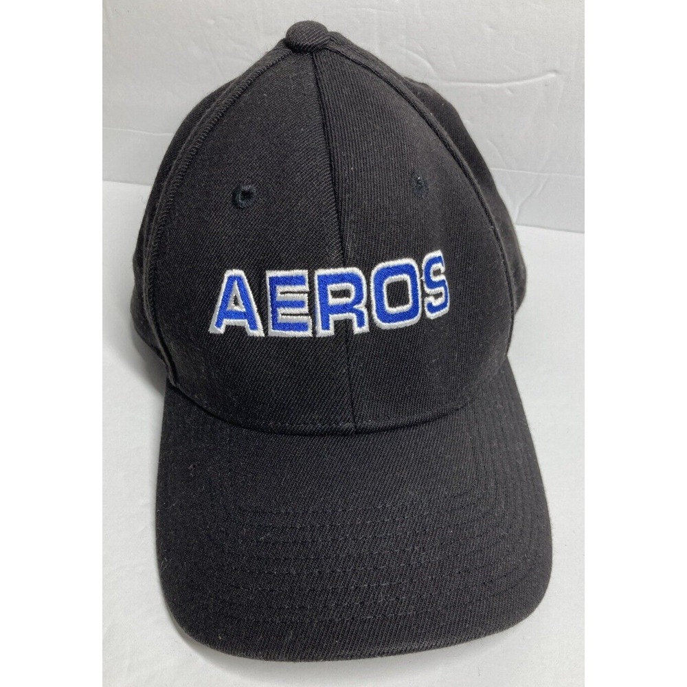 Akron Aeros Cap Hat Fitted S/M Adult‎  Black Embroidered Minor League Baseball